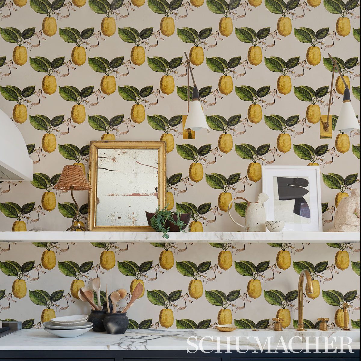 Violage - Citron/Metallic Silver wallpaper | Watermark | Anna French