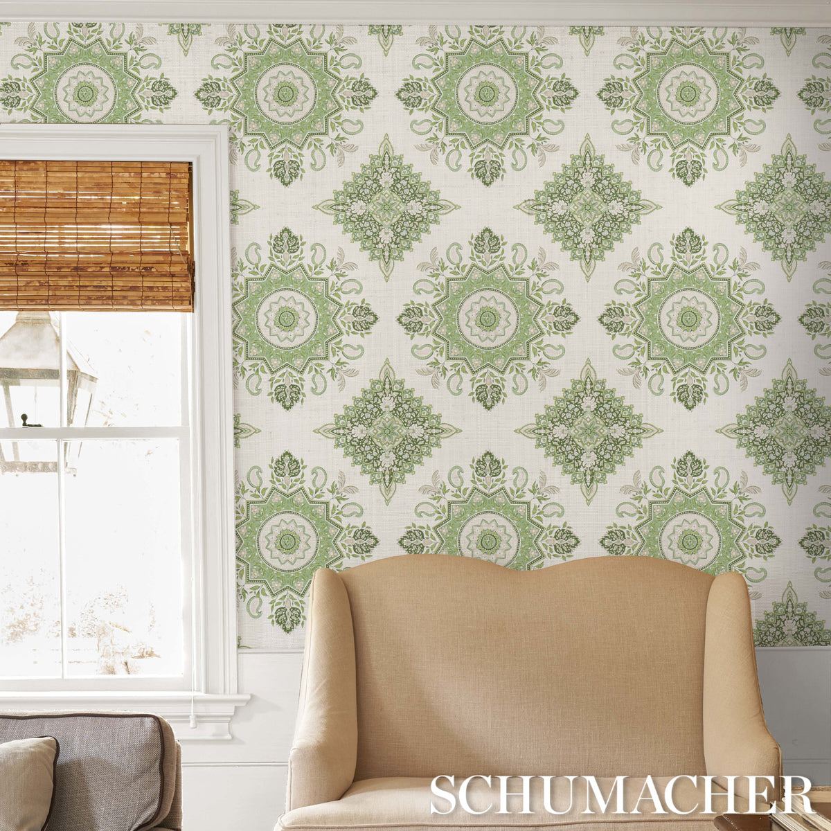 Purchase 5014361 Montecito Medallion, Leaf Green by Wallpaper4