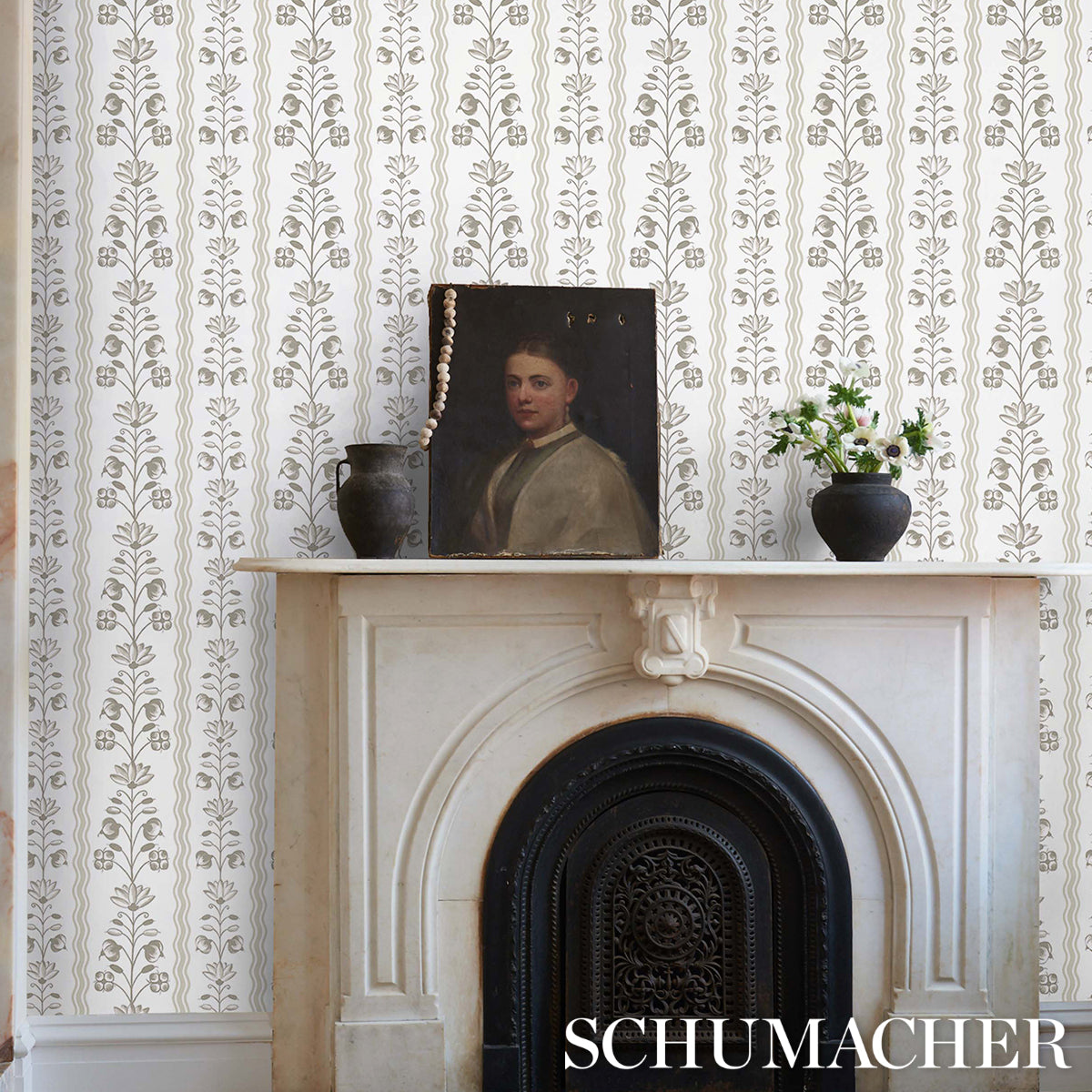 Purchase 5014382 | Delft Waves, Neutral - Schumacher Wallpaper