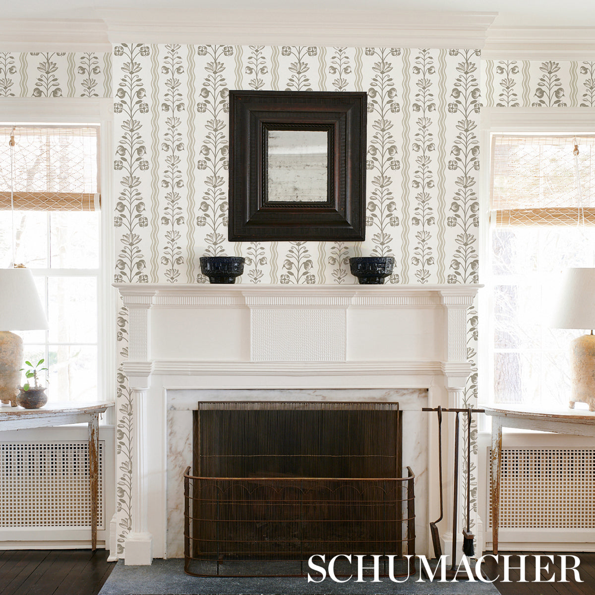 Purchase 5014382 | Delft Waves, Neutral - Schumacher Wallpaper