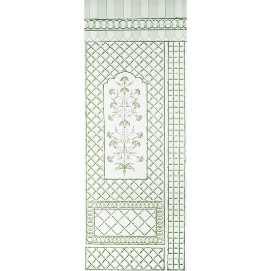 Purchase 5014390 | Bamboo Trellis Panel A, Green - Schumacher Wallpaper