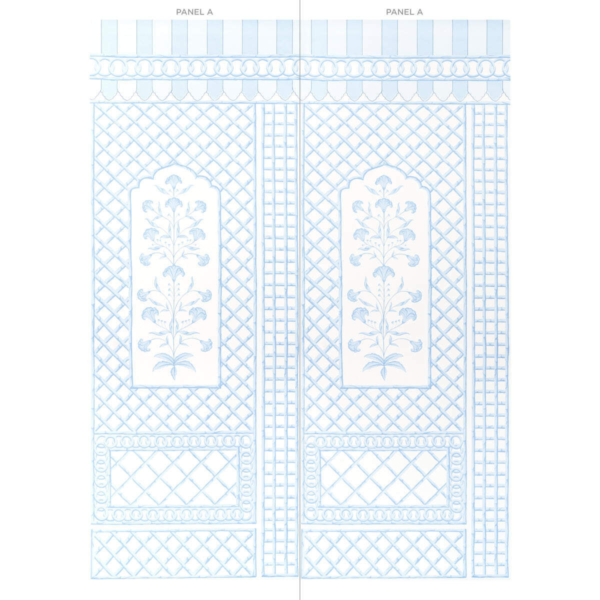 5014391 | Bamboo Trellis Panel A, Blue - Schumacher Wallpaper