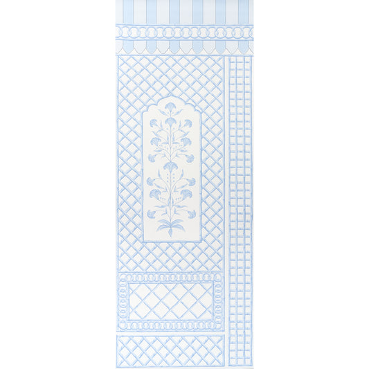 Purchase 5014391 | Bamboo Trellis Panel A, Blue - Schumacher Wallpaper