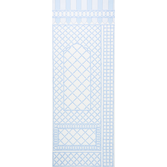 Purchase 5014401 | Bamboo Trellis Panel B, Blue - Schumacher Wallpaper
