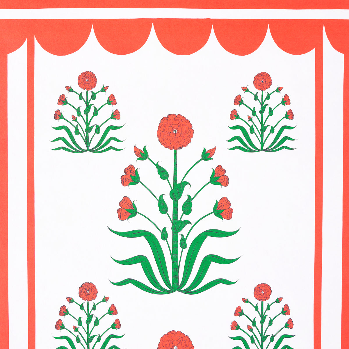 Purchase 5014430 | Royal Poppy Panel A, Red - Schumacher Wallpaper