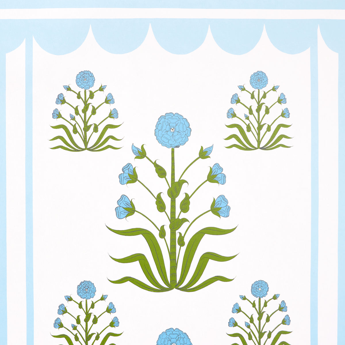 Purchase 5014431 | Royal Poppy Panel A, Blue - Schumacher Wallpaper