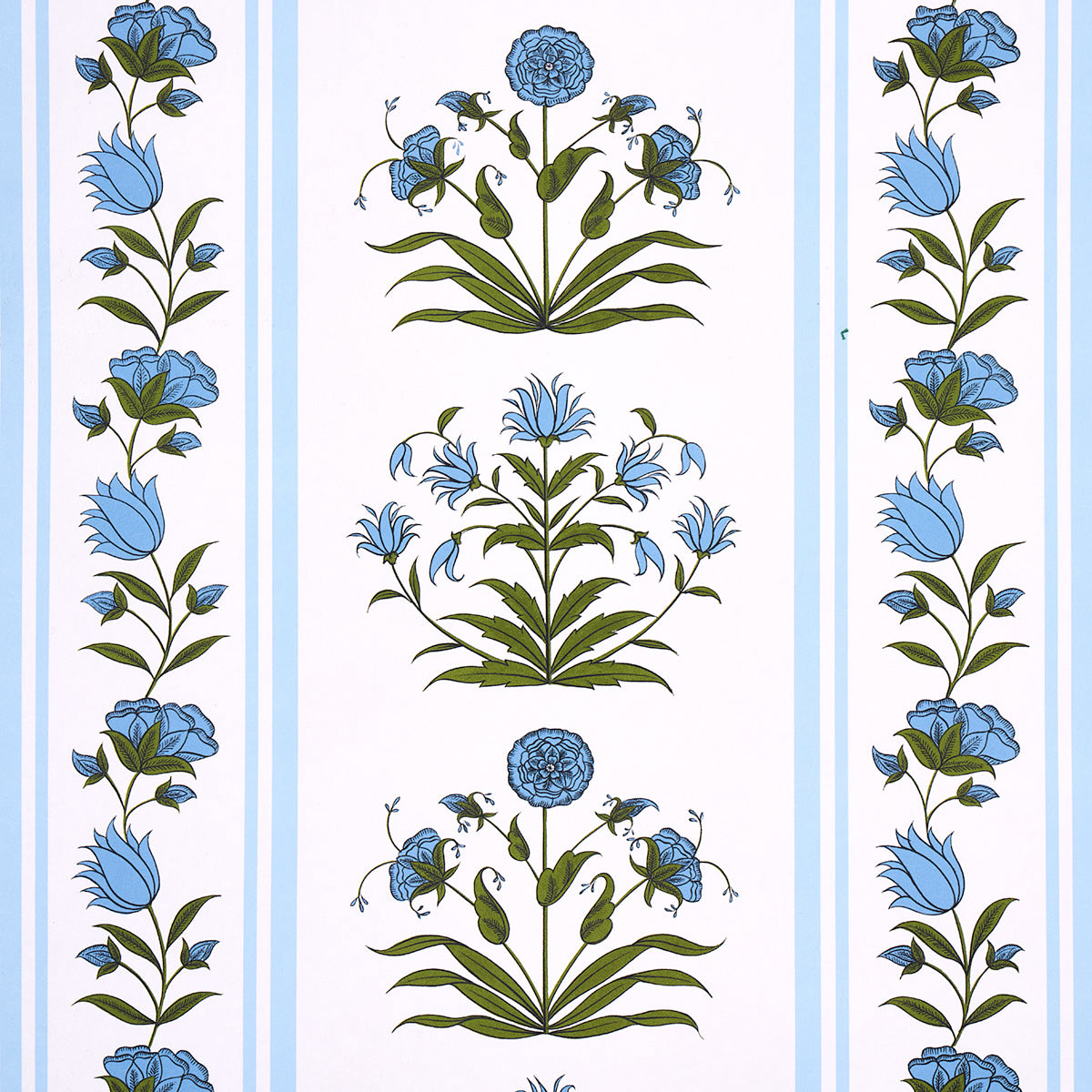 Purchase 5014451 | Poppy Stripes, Blue - Schumacher Wallpaper