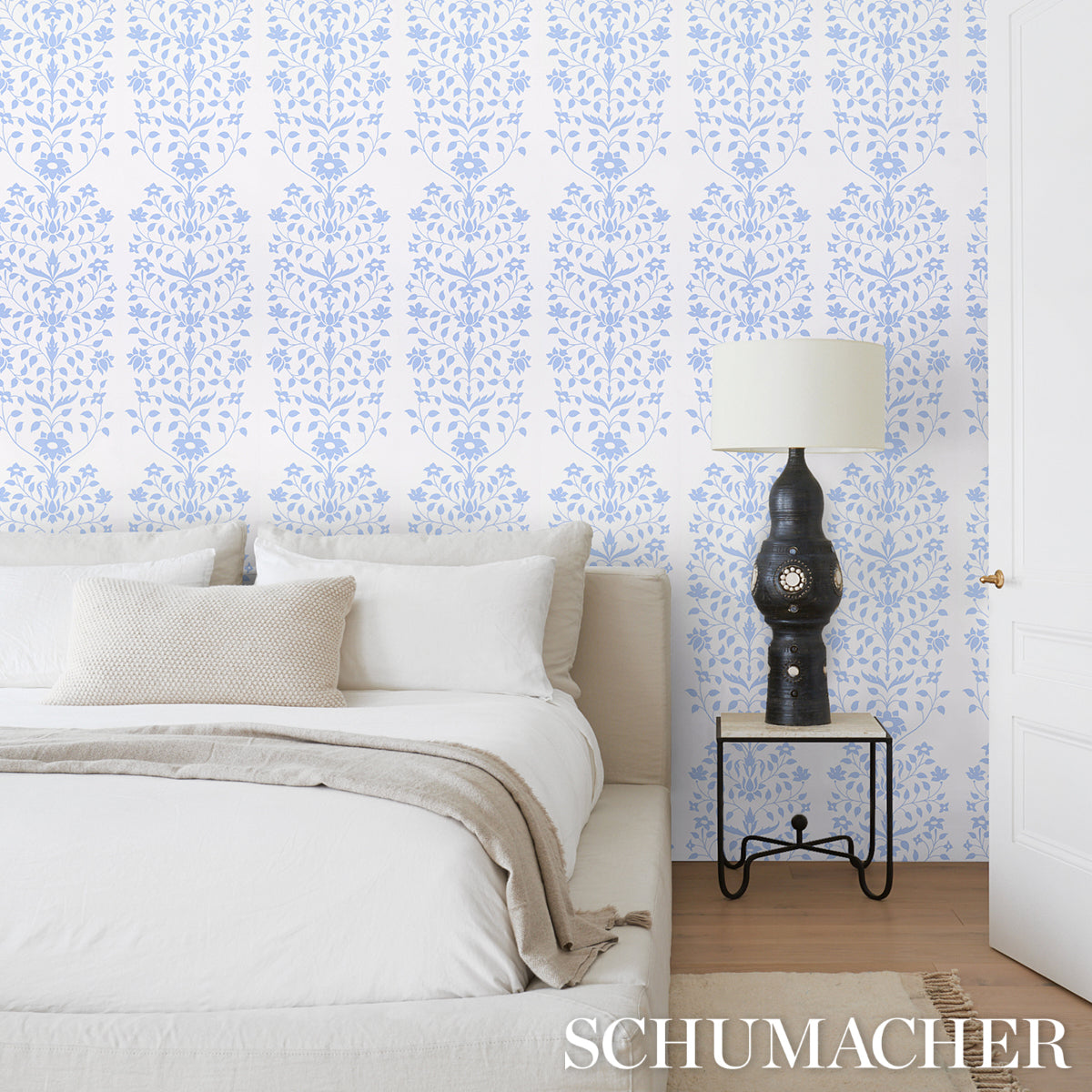 Purchase 5014460 | Jaipur Mughal Flower, Blue - Schumacher Wallpaper