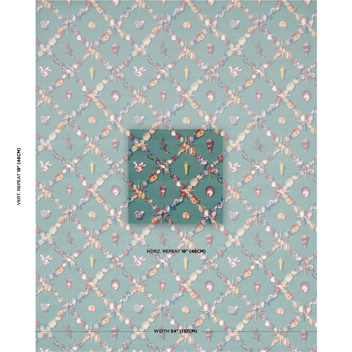 5014490 | Grotto Treillage, Multi On Teal - Schumacher Wallpaper