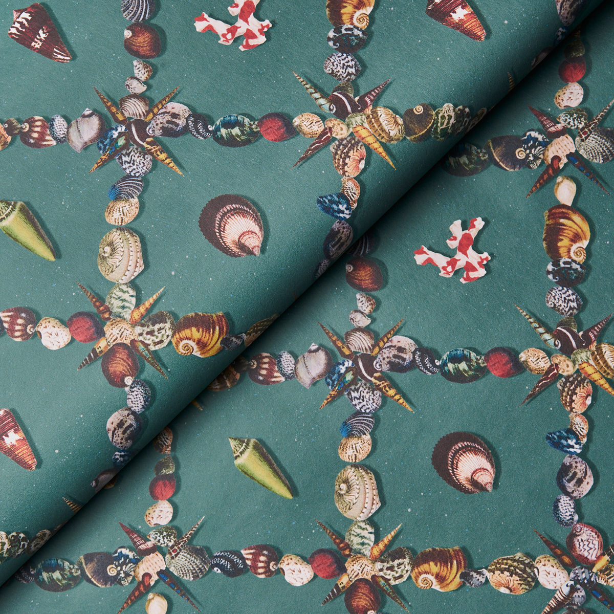 5014490 | Grotto Treillage, Multi On Teal - Schumacher Wallpaper