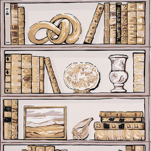 Purchase 5014731 | Natalie’S Library, Mocha - Schumacher Wallpaper