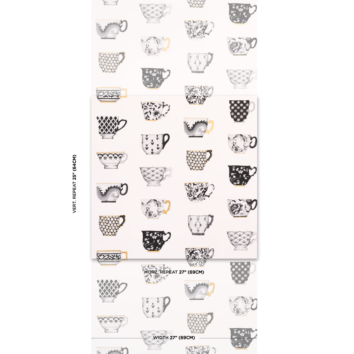 Purchase 5014780 | Onie'S Teacups, Ink - Schumacher Wallpaper