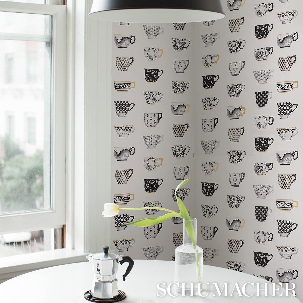 Purchase 5014780 | Onie'S Teacups, Ink - Schumacher Wallpaper