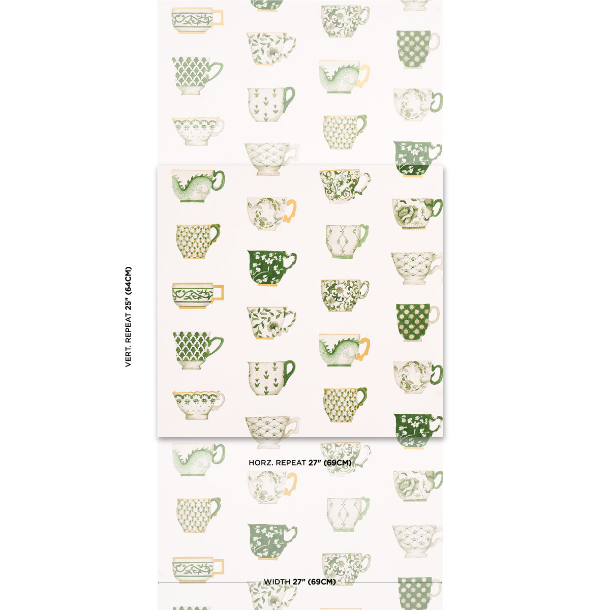 Purchase 5014781 | Onie'S Teacups, Spring Green - Schumacher Wallpaper