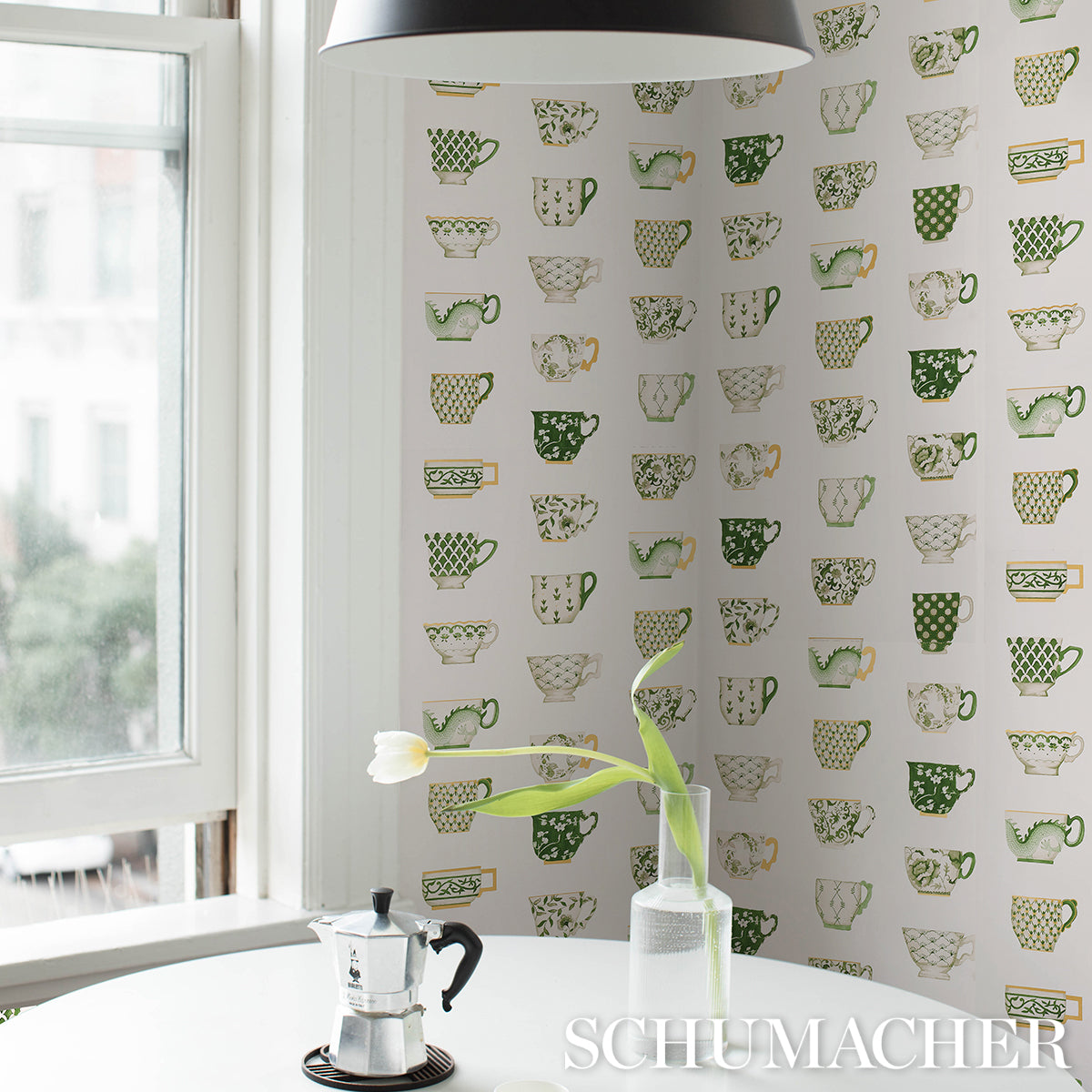 Purchase 5014781 | Onie'S Teacups, Spring Green - Schumacher Wallpaper