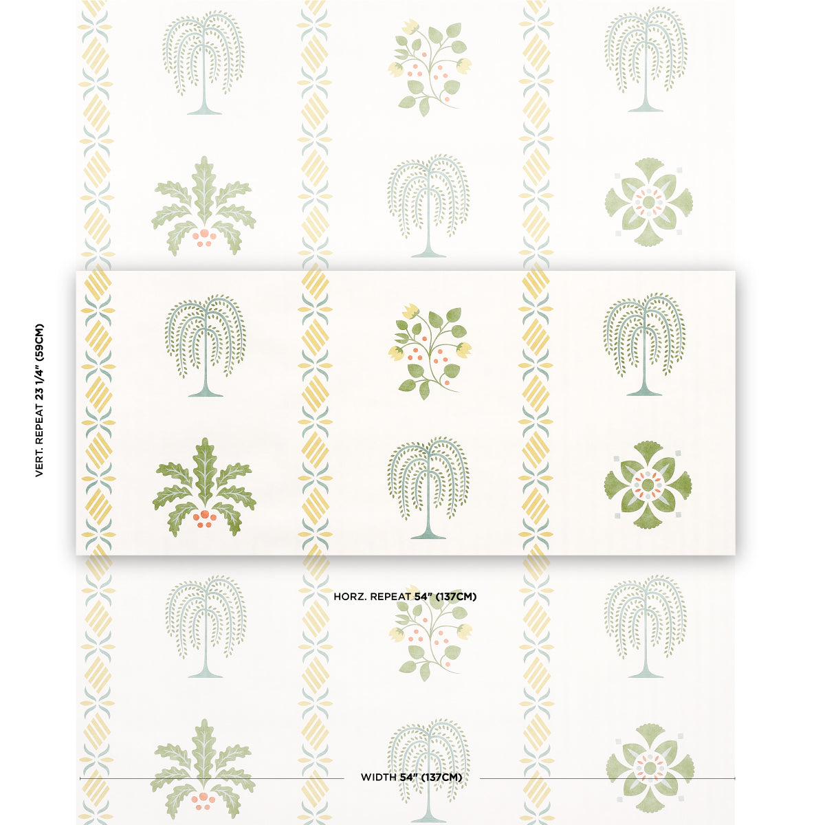 Purchase 5014841 | Willard House Stencil, Green - Schumacher Wallpaper