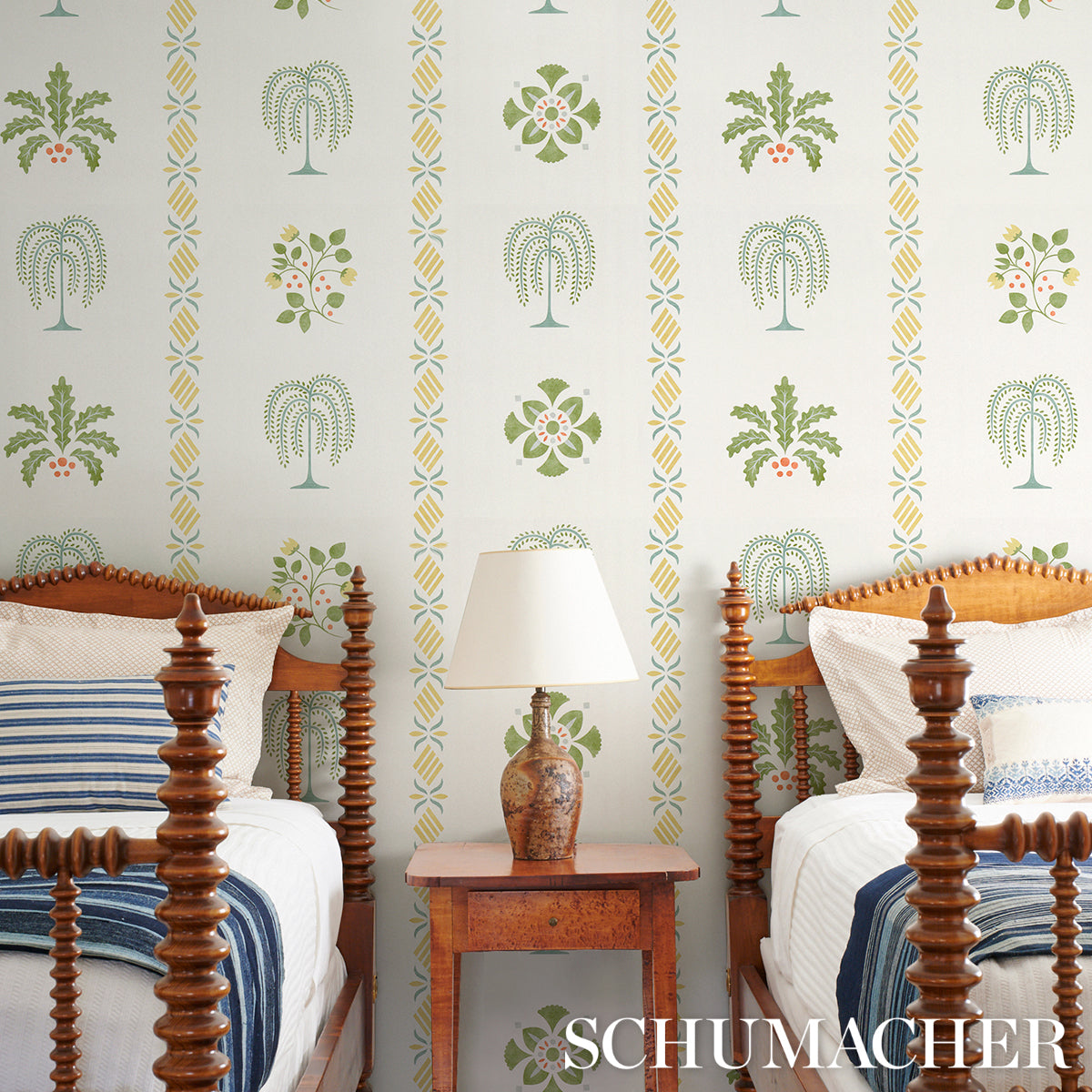 Purchase 5014841 | Willard House Stencil, Green - Schumacher Wallpaper