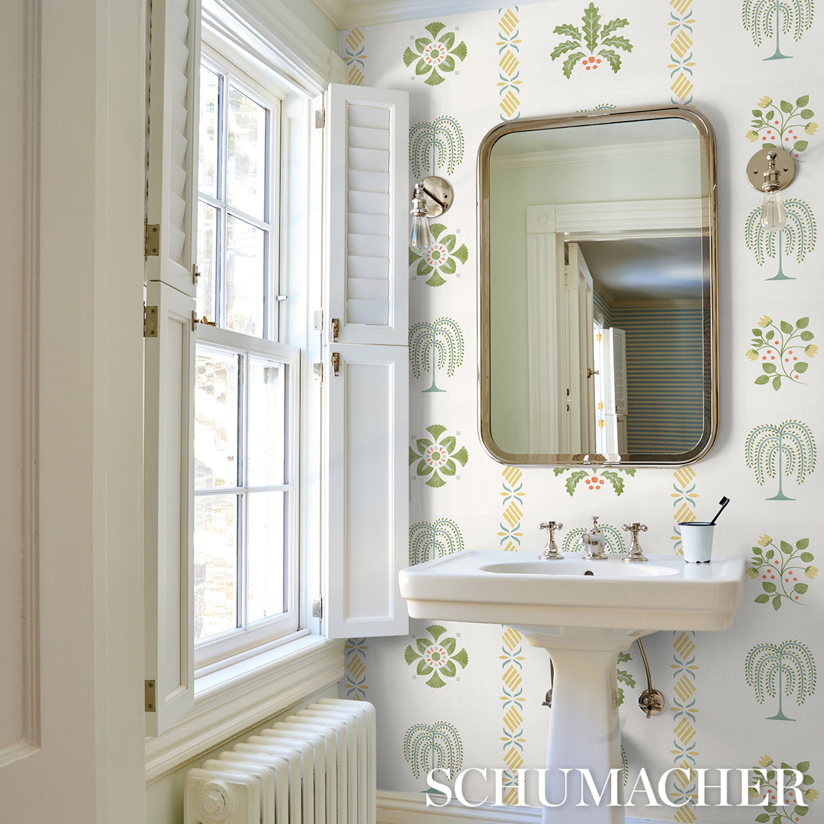 Purchase 5014841 | Willard House Stencil, Green - Schumacher Wallpaper