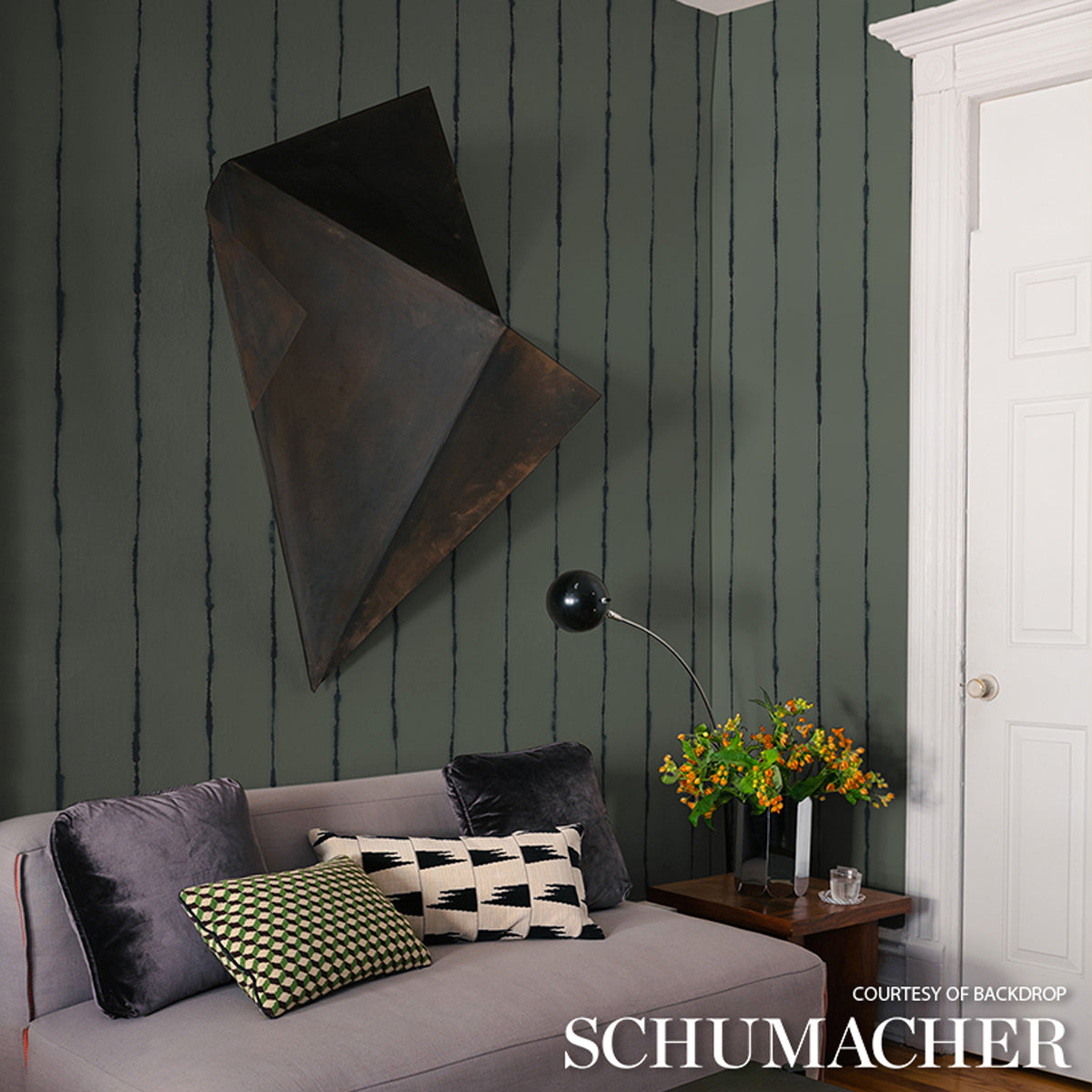 Purchase 5014872 | Ephemera, Teal Gray - Schumacher Wallpaper