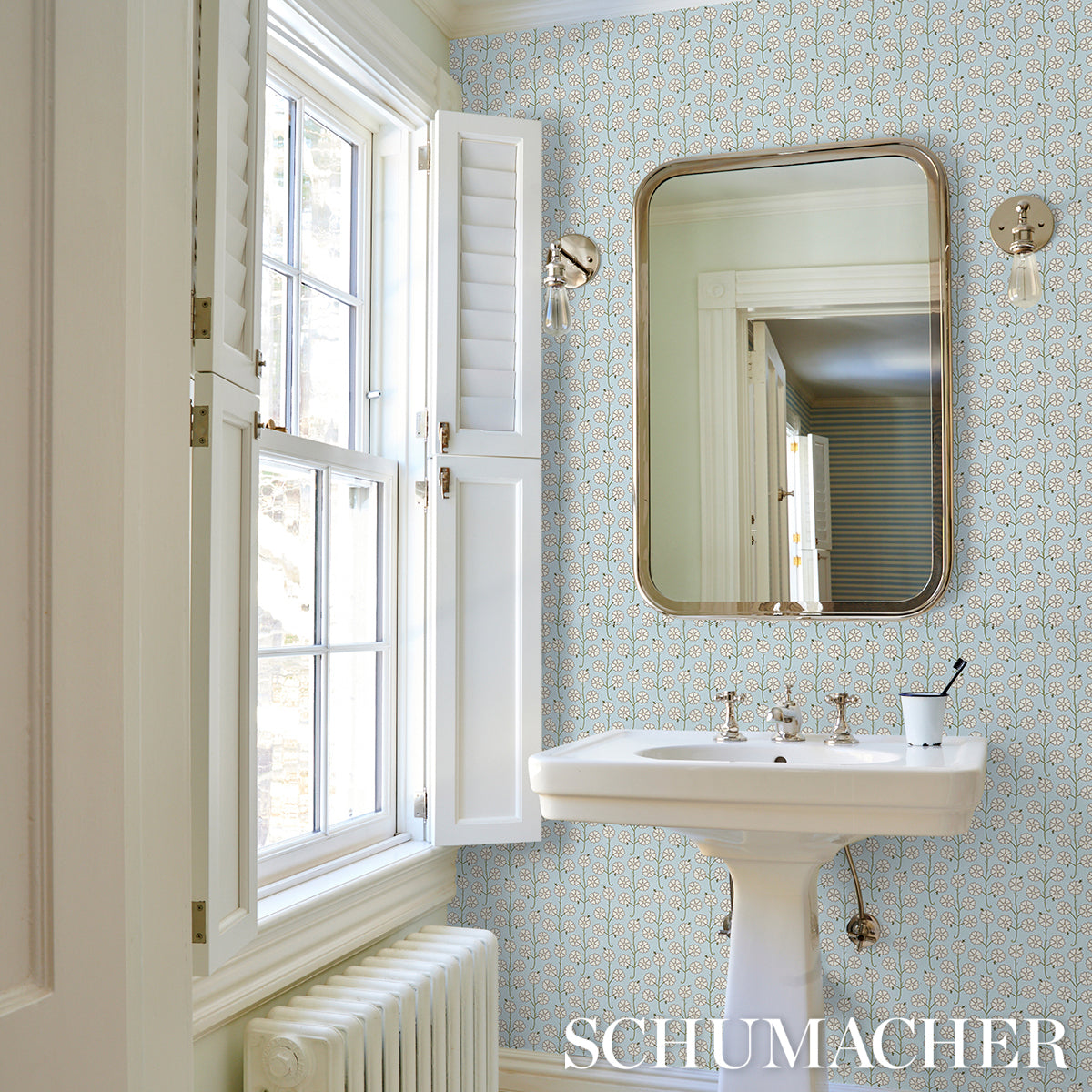 Purchase 5014921 | Gardenia, Egg Blue - Schumacher Wallpaper