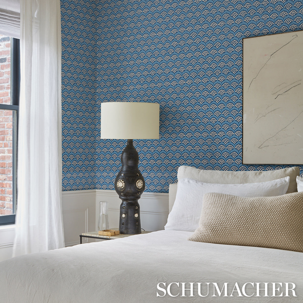 Purchase 5014960 | Pollen, French Blue - Schumacher Wallpaper