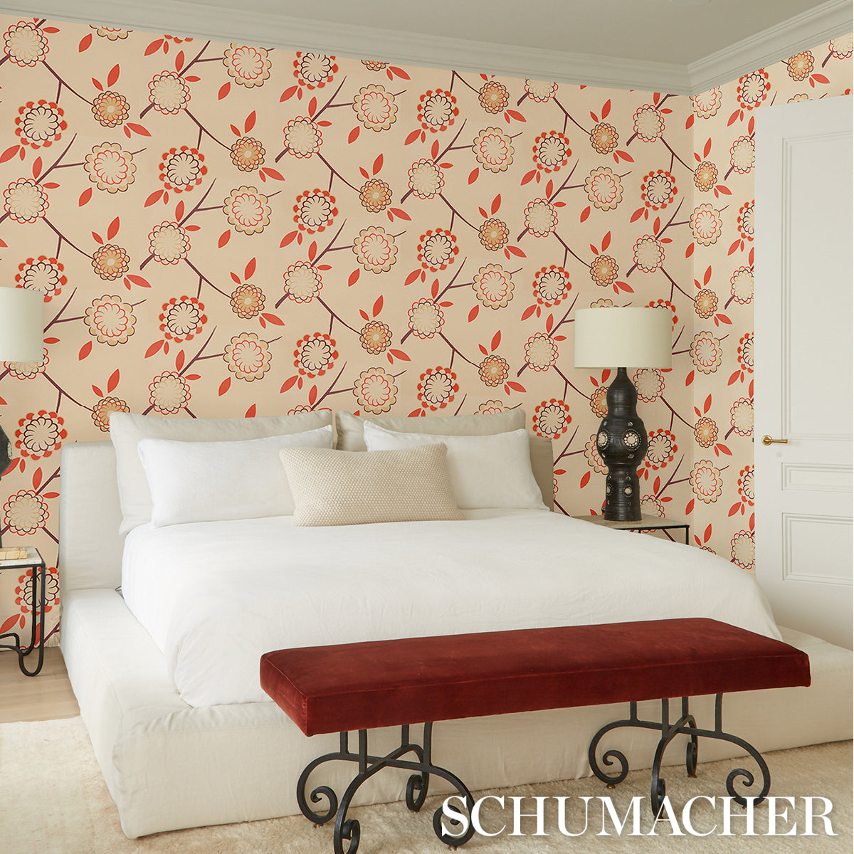 Purchase 5014990 | Birdtree, Cockatoo Red - Schumacher Wallpaper