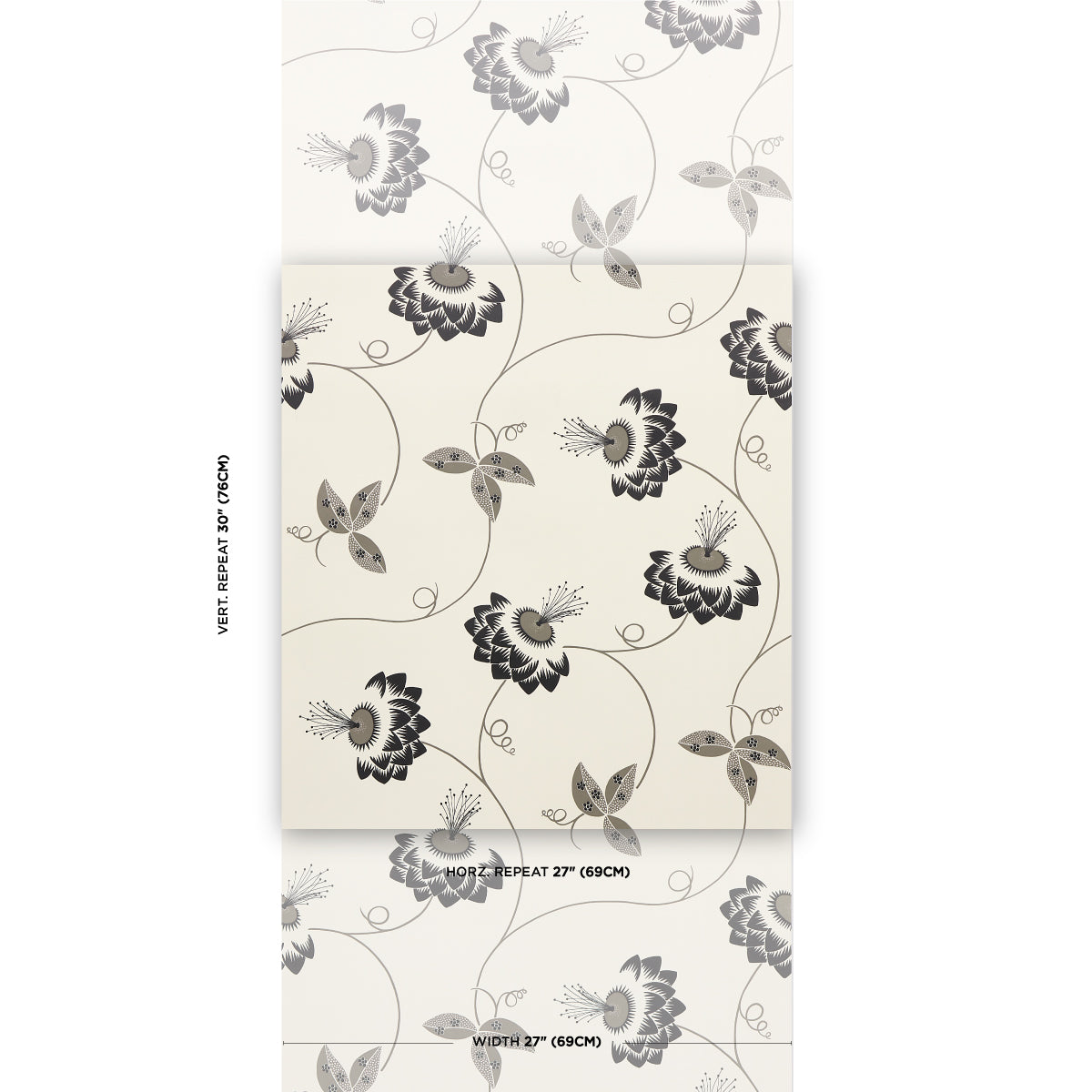 Purchase 5015050 | Merlin, Black & Cream - Schumacher Wallpaper