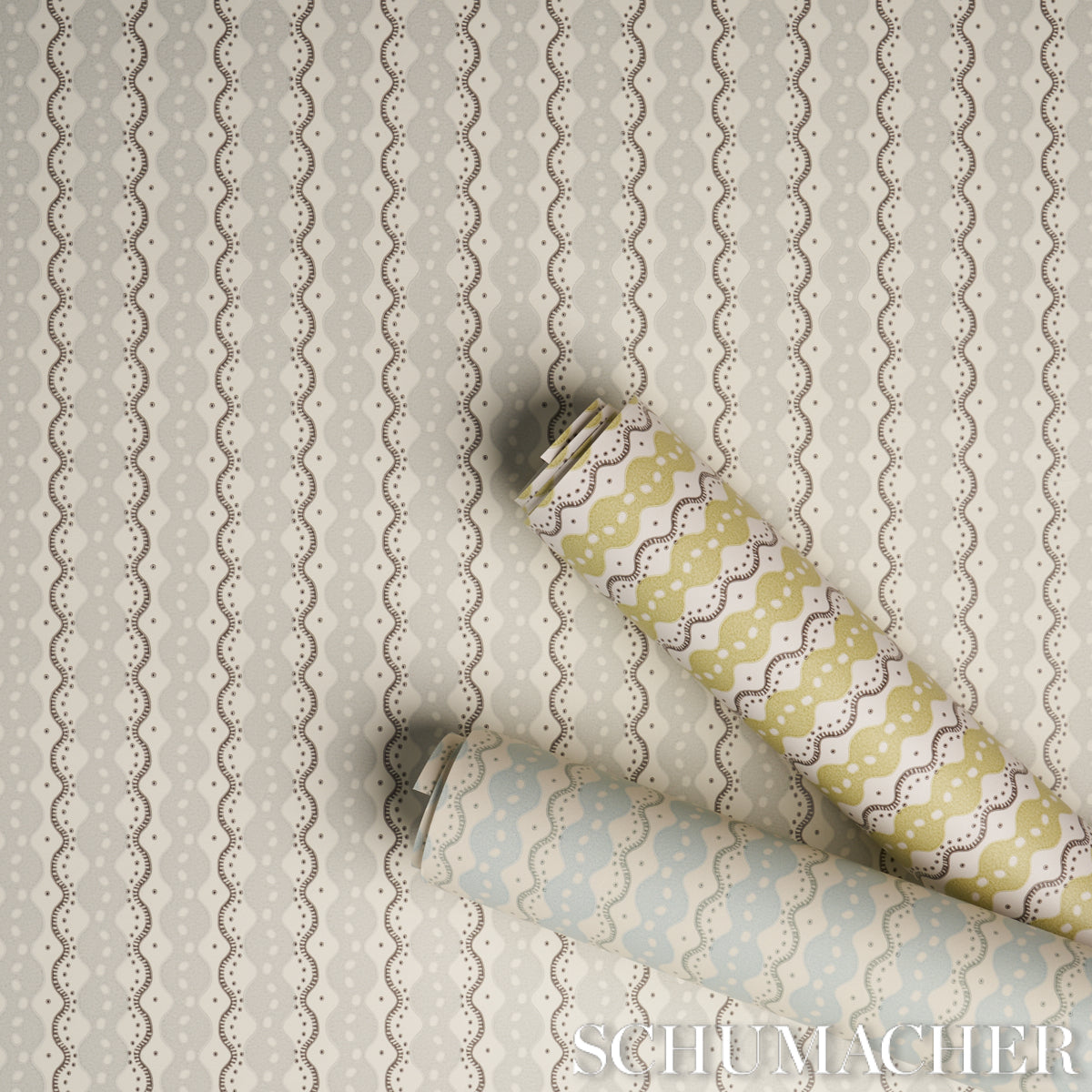 Purchase 5015070 | Centipede Stripe, Icing Blue - Schumacher Wallpaper