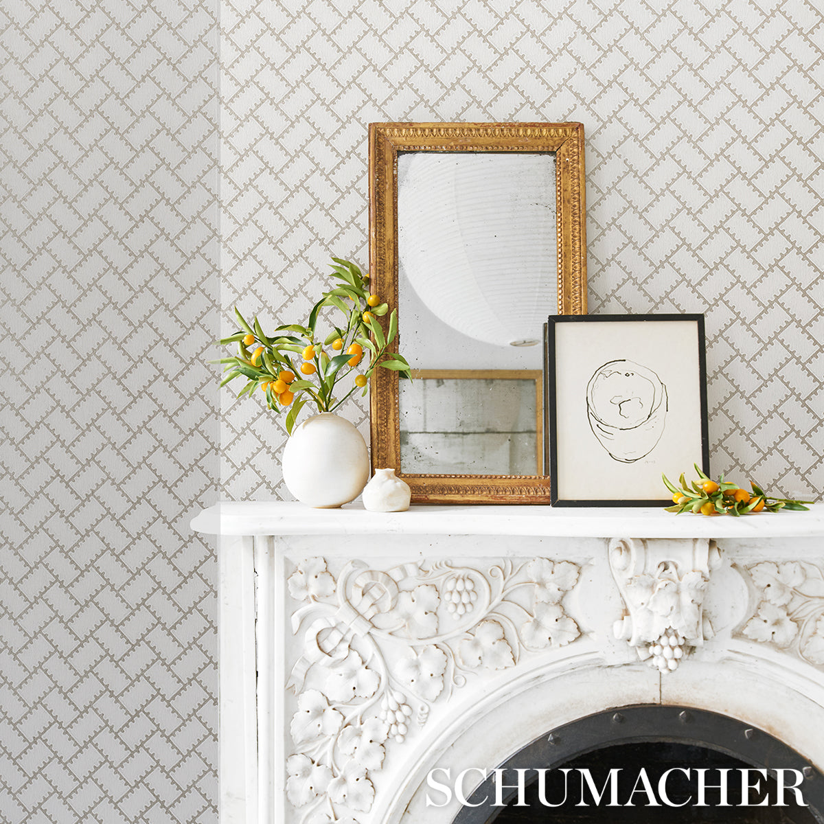 Purchase 5015081 | Parterre, Silver - Schumacher Wallpaper