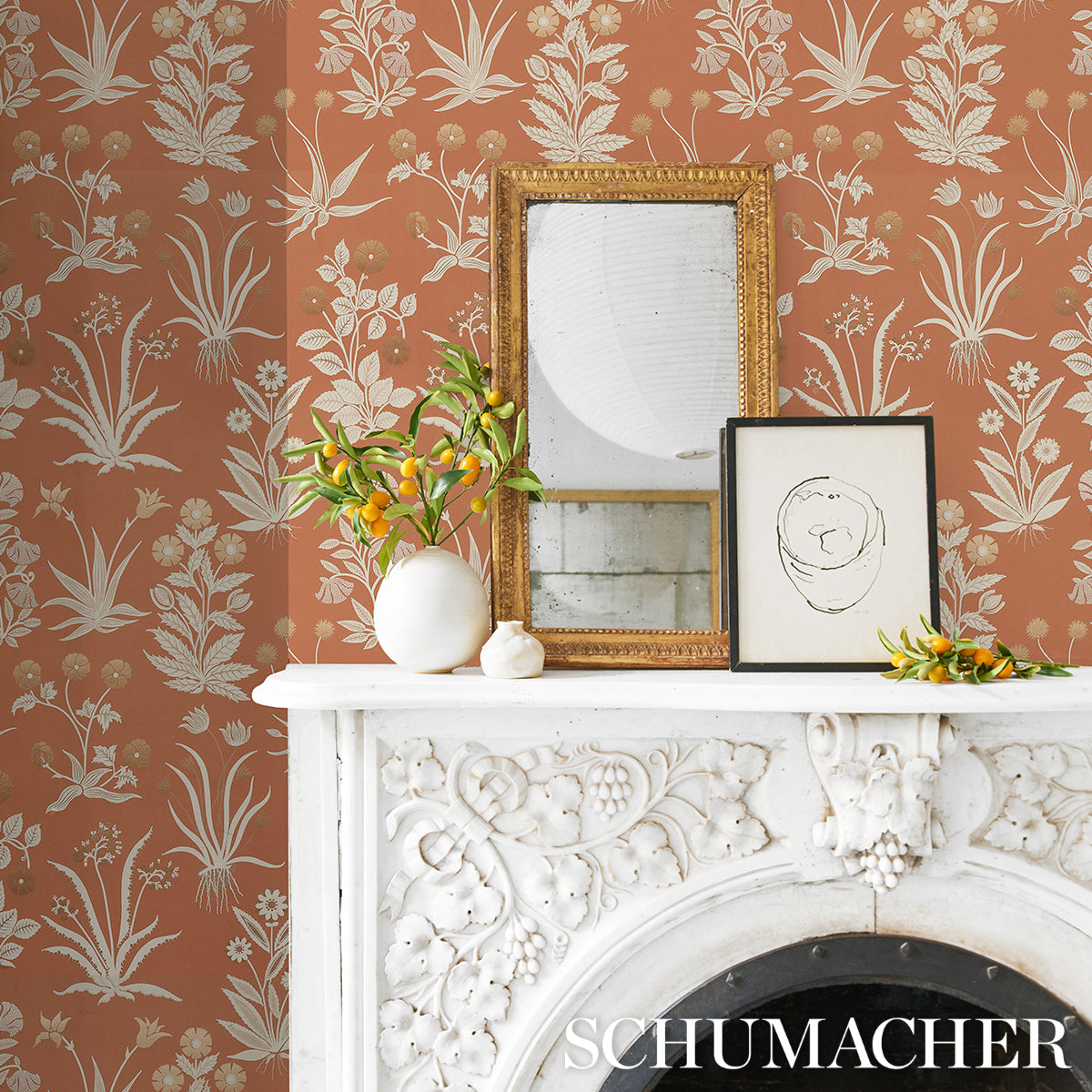 Purchase 5015090 | Culpeper, Ox Orange - Schumacher Wallpaper