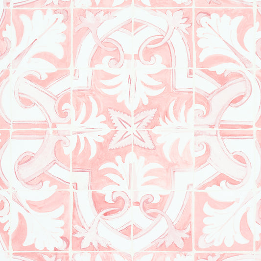 Purchase 5015122 | Azulejos, Pink - Schumacher Wallpaper
