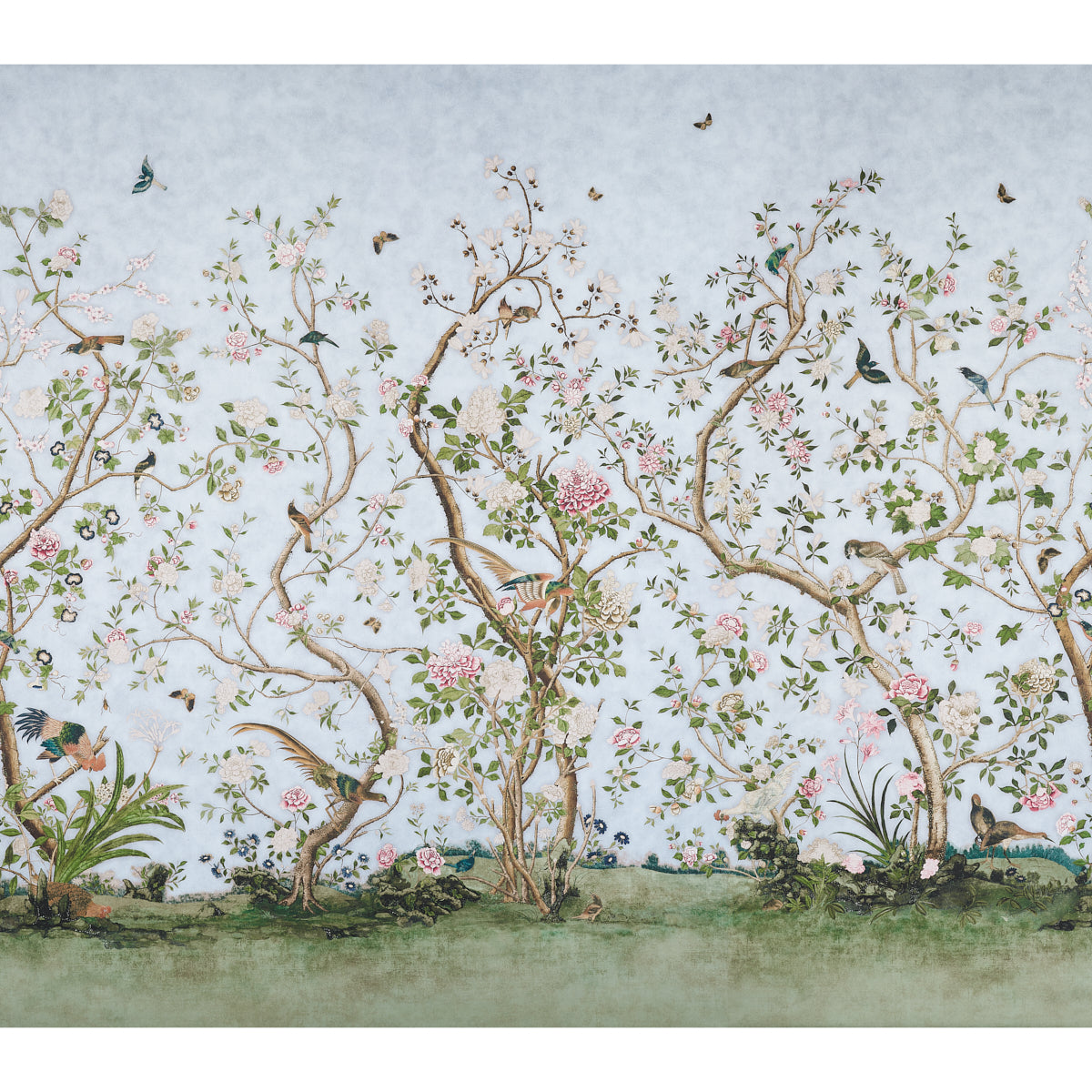 Purchase 5015150 | Les Oiseaux Panel Set, Sky - Schumacher Wallpaper