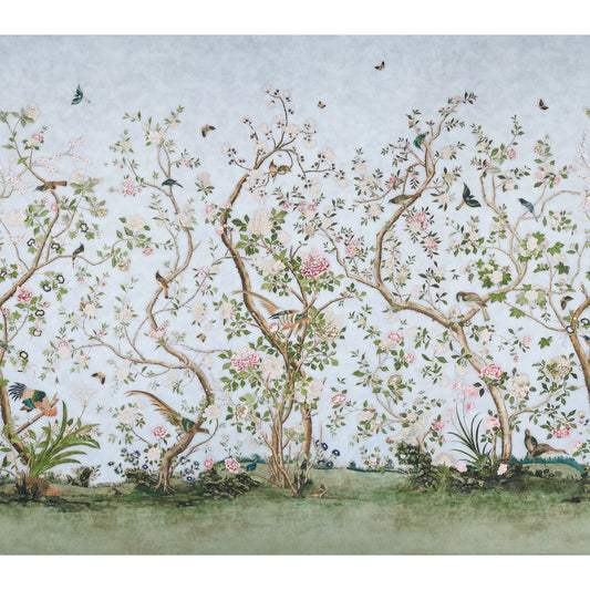 Purchase 5015150 | Les Oiseaux Panel Set, Sky - Schumacher Wallpaper
