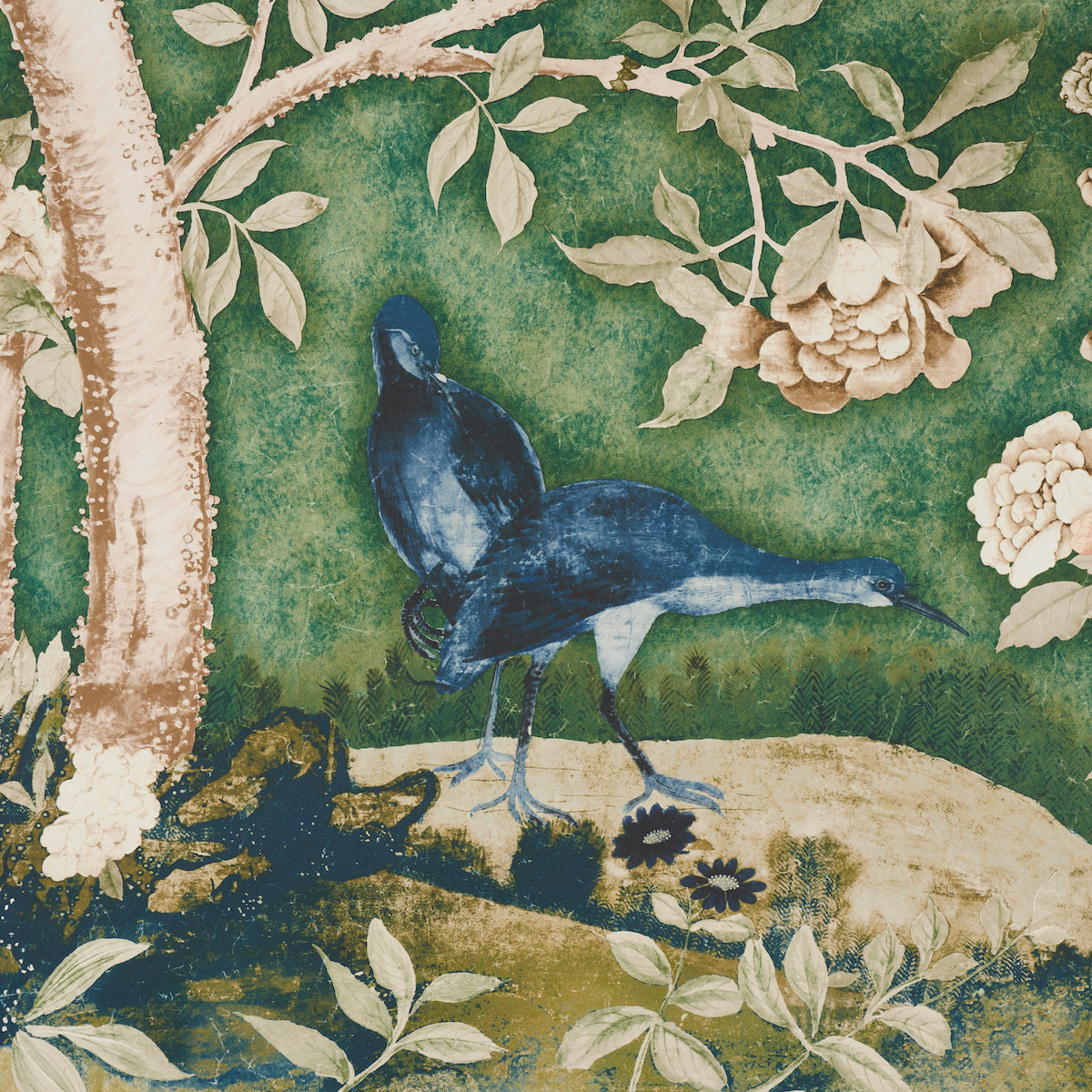 Purchase 5015152 | Les Oiseaux Panel Set, Jade - Schumacher Wallpaper