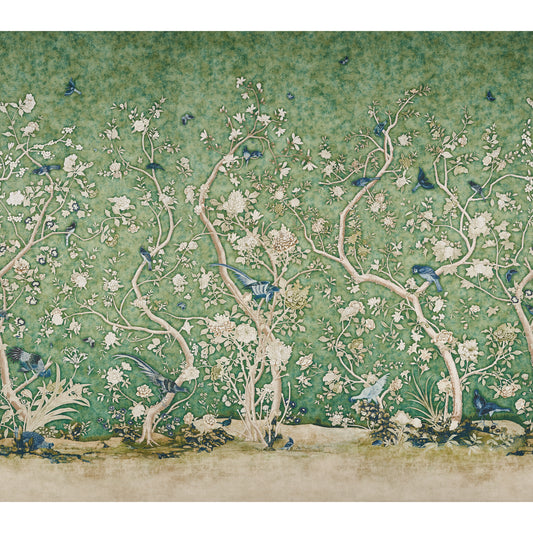 Purchase 5015152 | Les Oiseaux Panel Set, Jade - Schumacher Wallpaper