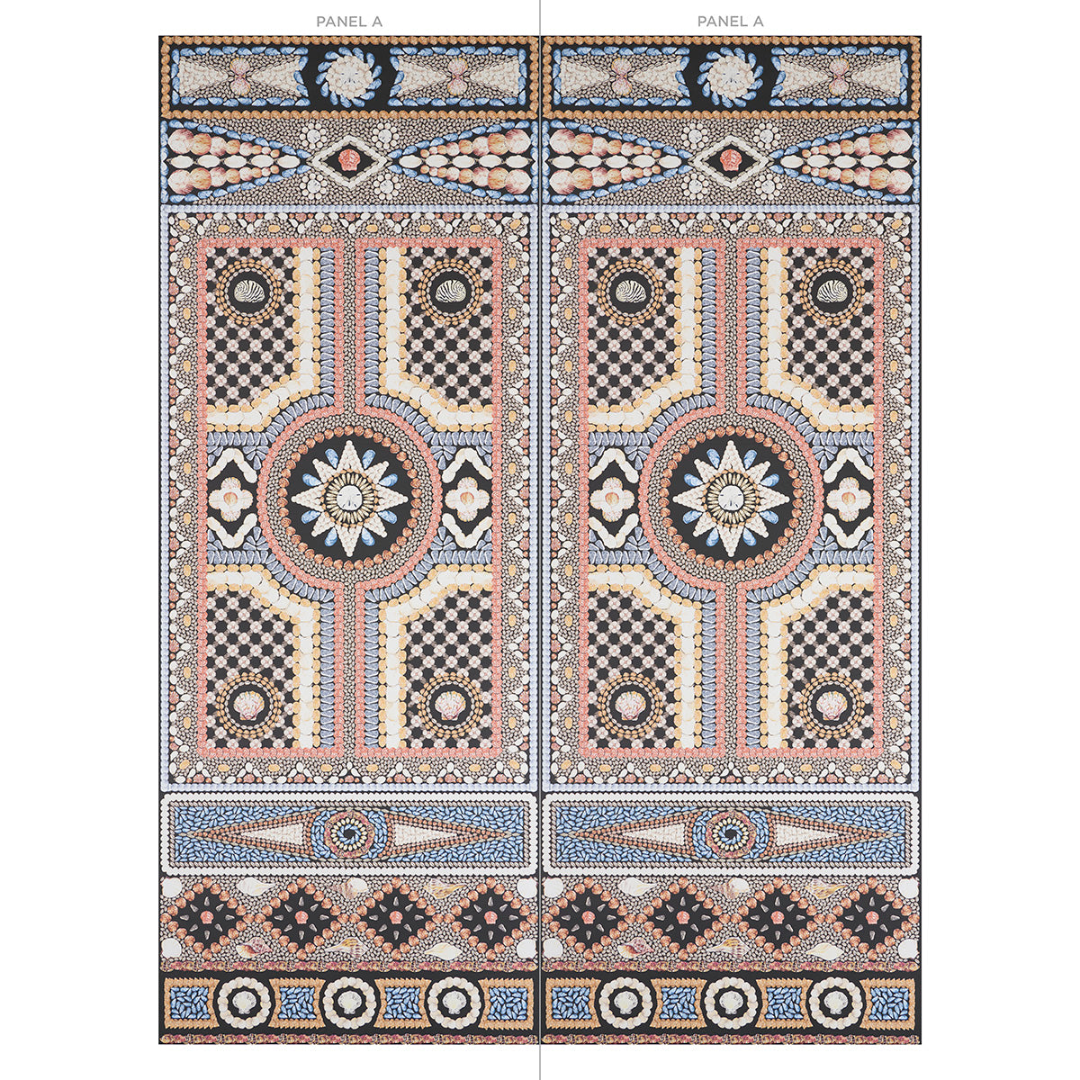 5015160 | Shell Grotto Panel A, Onyx Multi - Schumacher Wallpaper
