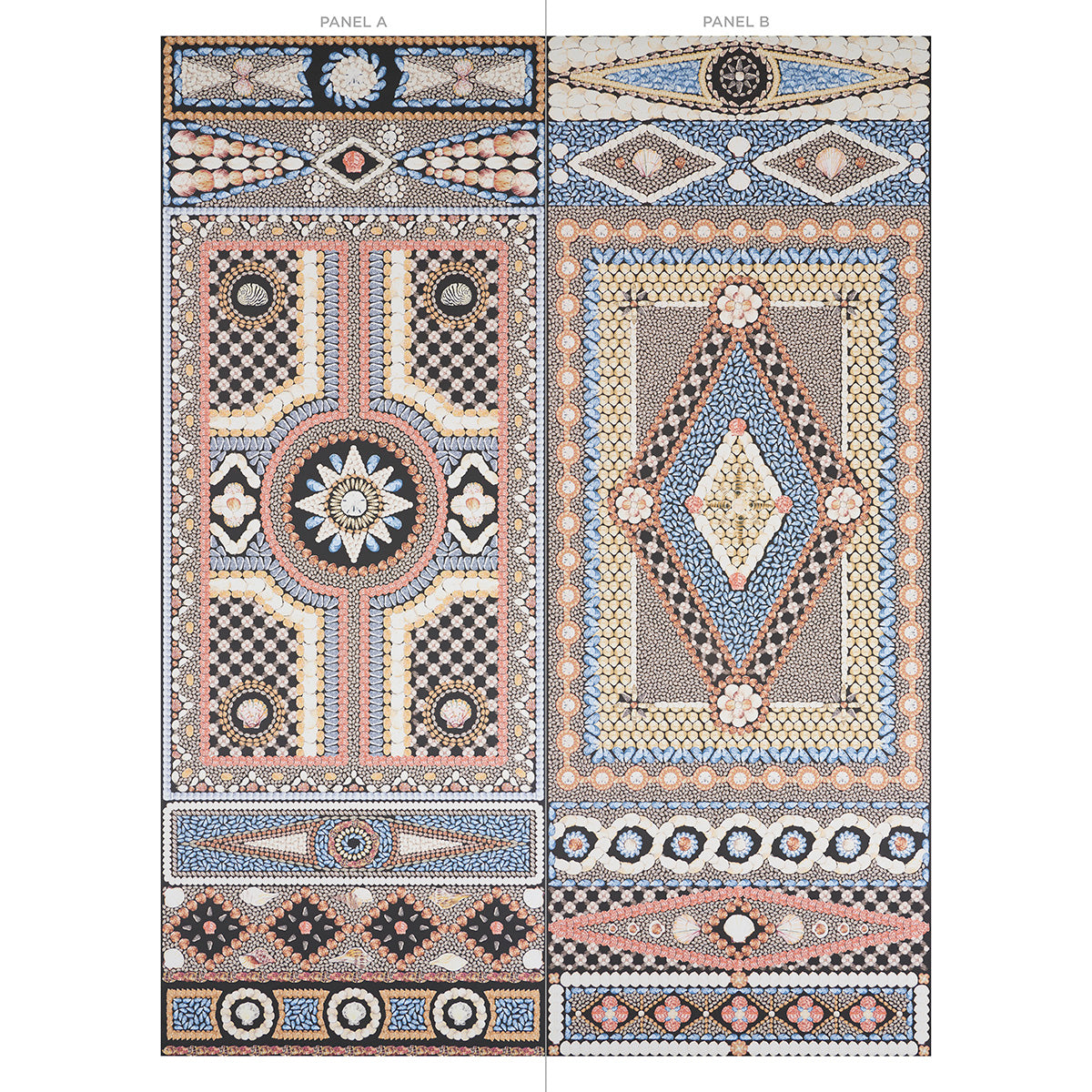 5015160 | Shell Grotto Panel A, Onyx Multi - Schumacher Wallpaper