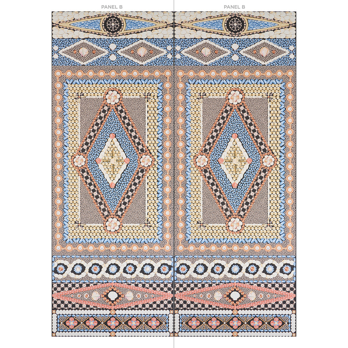 5015162 | Shell Grotto Panel B, Onyx Multi - Schumacher Wallpaper