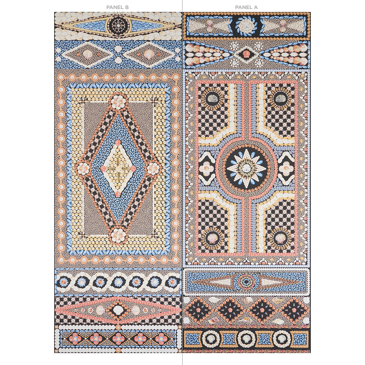5015162 | Shell Grotto Panel B, Onyx Multi - Schumacher Wallpaper