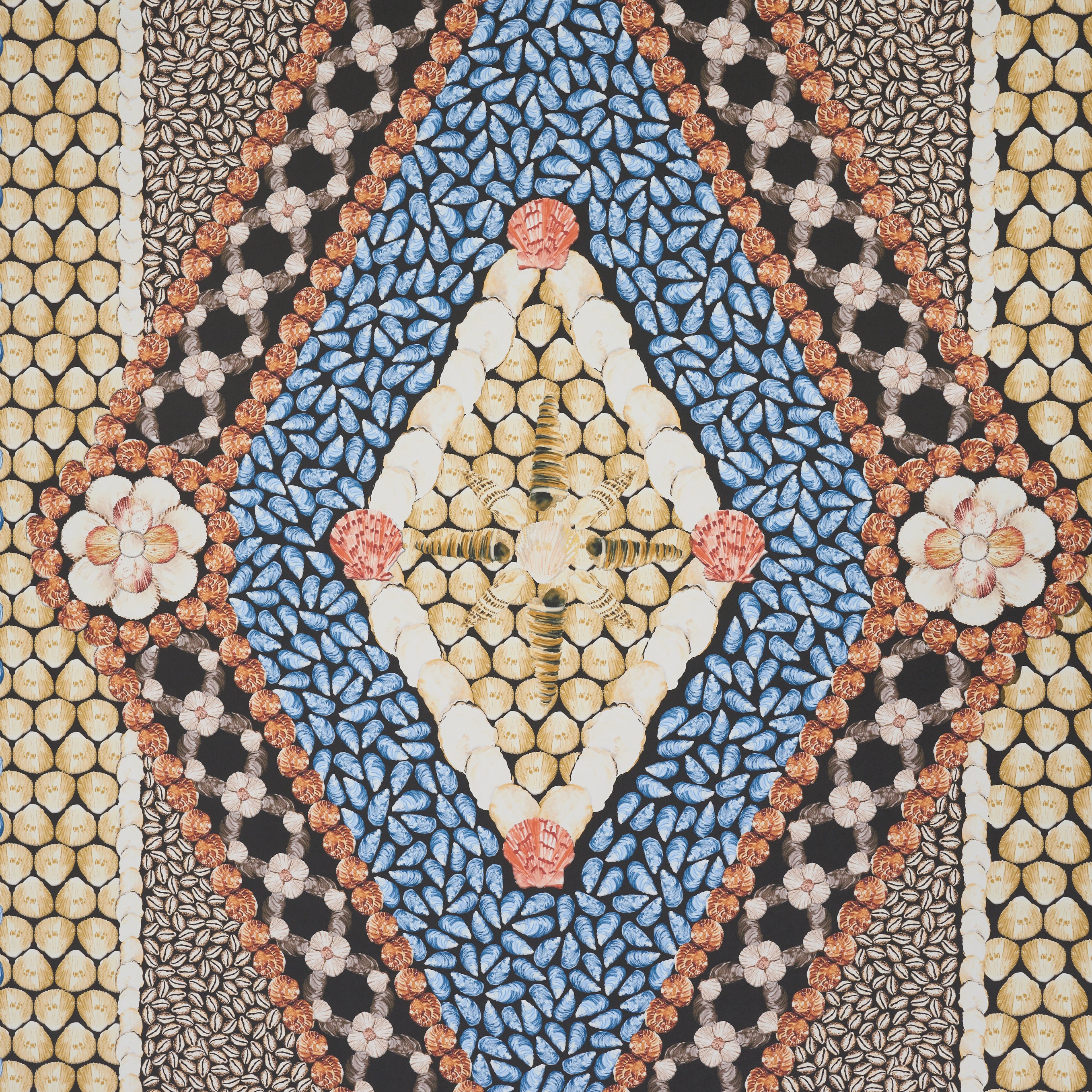 5015162 | Shell Grotto Panel B, Onyx Multi - Schumacher Wallpaper
