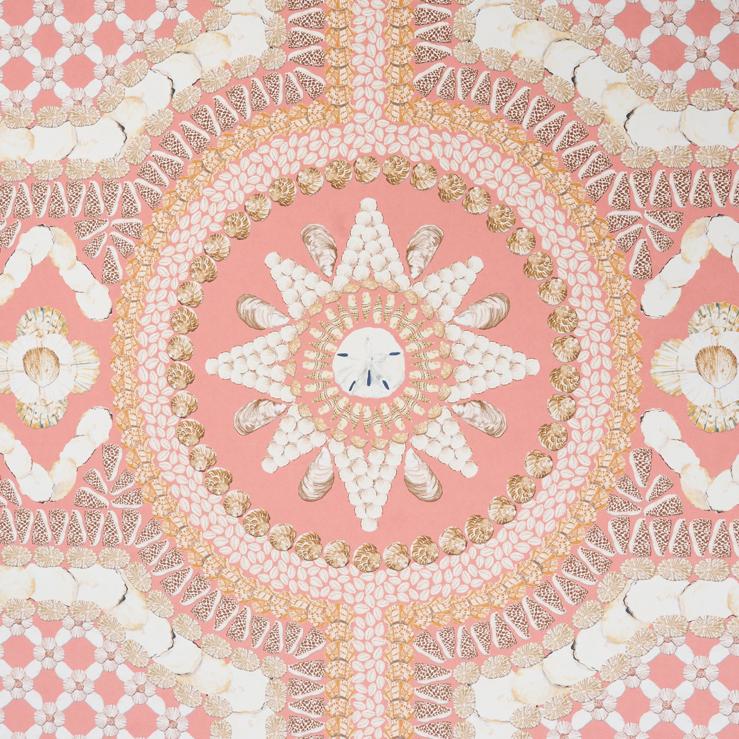5015166 | Shell Grotto Panel A, Coral - Schumacher Wallpaper