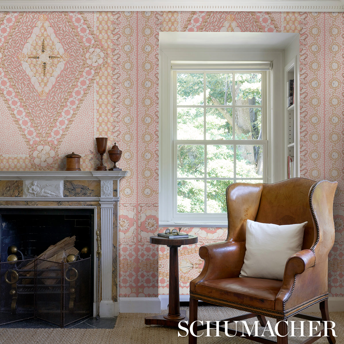 Purchase 5015167 | Shell Grotto Panel B, Coral - Schumacher Wallpaper