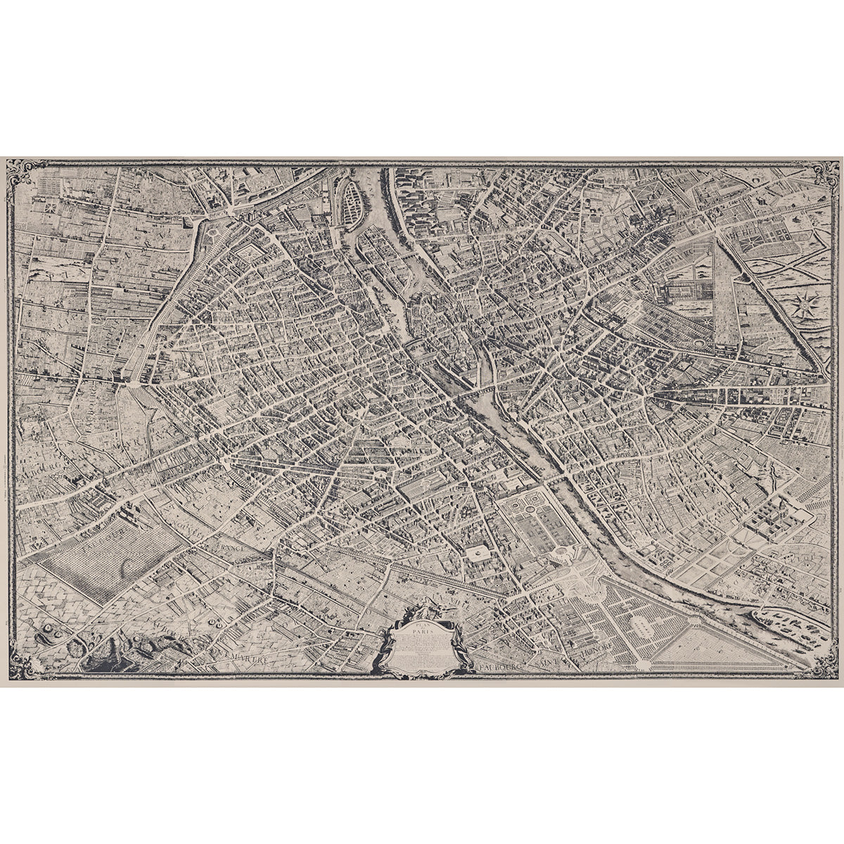 View 511450 La Cite' Ebony On Cream by Schumacher Wallpaper