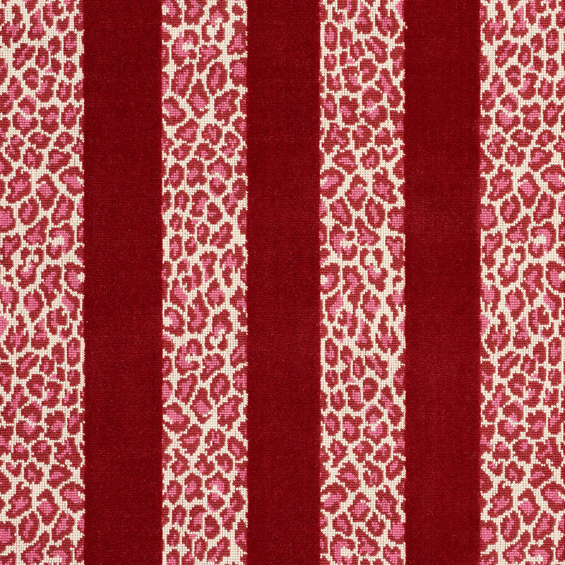 77143 | Guepard Stripe Velvet, Red - Schumacher Fabric