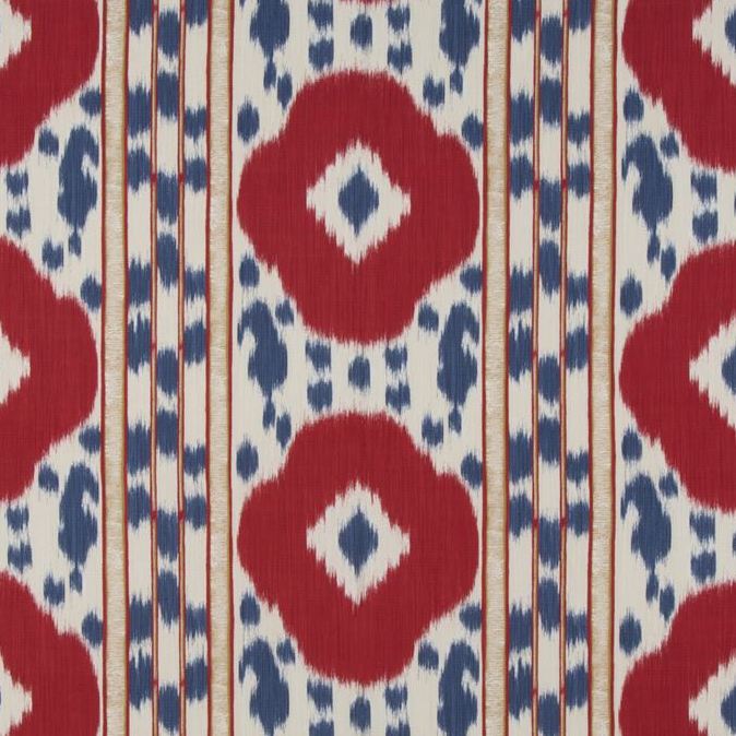 View 8015178-195 Varkala Print Red/Blue Ikat by Brunschwig & Fils Fabric