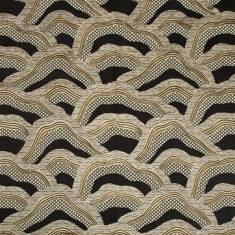 View 8017127-48 Les Rizieres Emb Black/Gold Modern Chinoiserie by Brunschwig & Fils Fabric