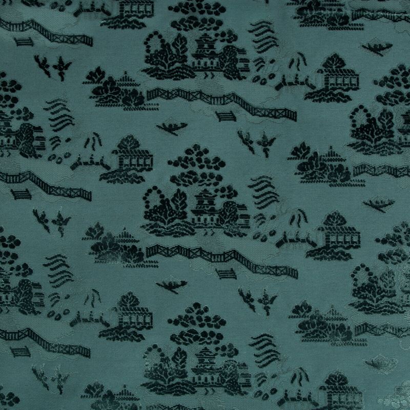 Order 8017129-35 La Pagode Velvet Teal Modern Chinoiserie by Brunschwig & Fils Fabric