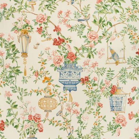 View 8019137-192 Jardin Fleuri Print Ivory Modern Chinoiserie by Brunschwig & Fils Fabric