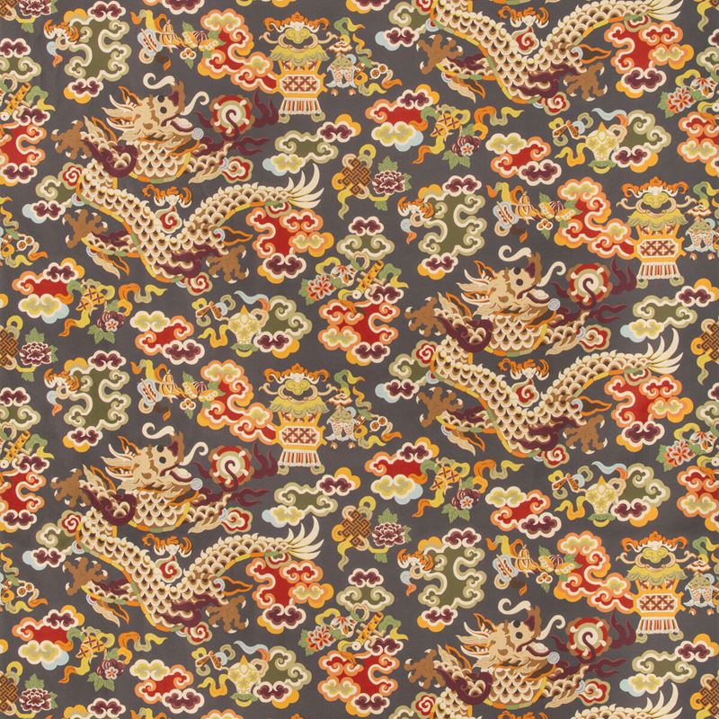 Looking 8019140-219 Ming Dragon Print Grey Modern Chinoiserie by Brunschwig & Fils Fabric