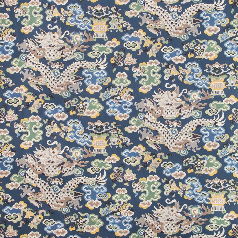 Shop 8019140-5 Ming Dragon Print Lapis Modern Chinoiserie by Brunschwig & Fils Fabric